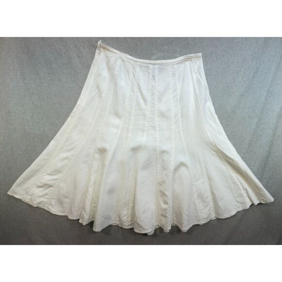 Larry Levine Womens Linen Blend A-Line Skirt Size 12 White Coastal Beach - Picture 6 of 8